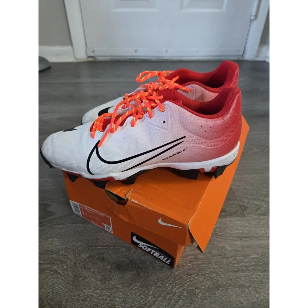 Nike Hyperdiamond 4 Softball Cleats White Red Black Women’s Size 11 CZ5918-601